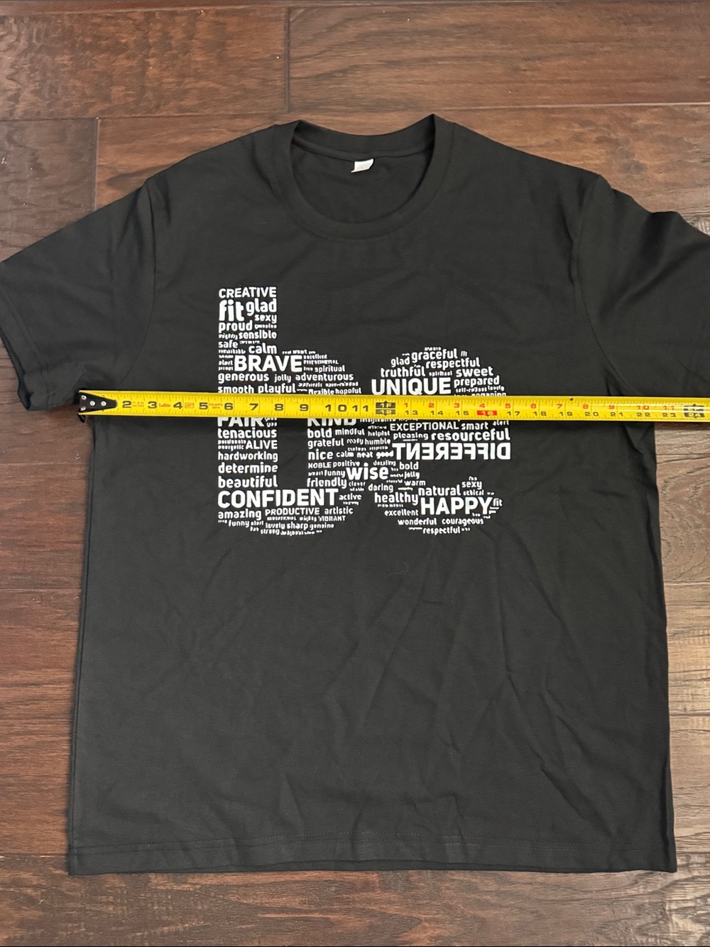 NWOT Women's Black Graphic T-Shirt with Positive Word Art - Picture 4 of 6